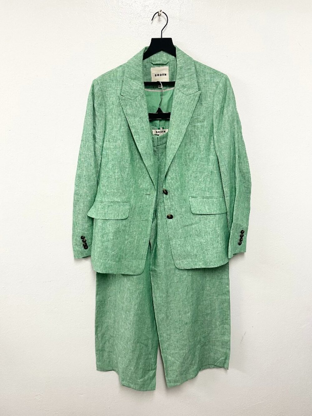 Boden Women’s Linen Stamford Blazer Belgravia Wide Leg Pant Pant Suit Size 12